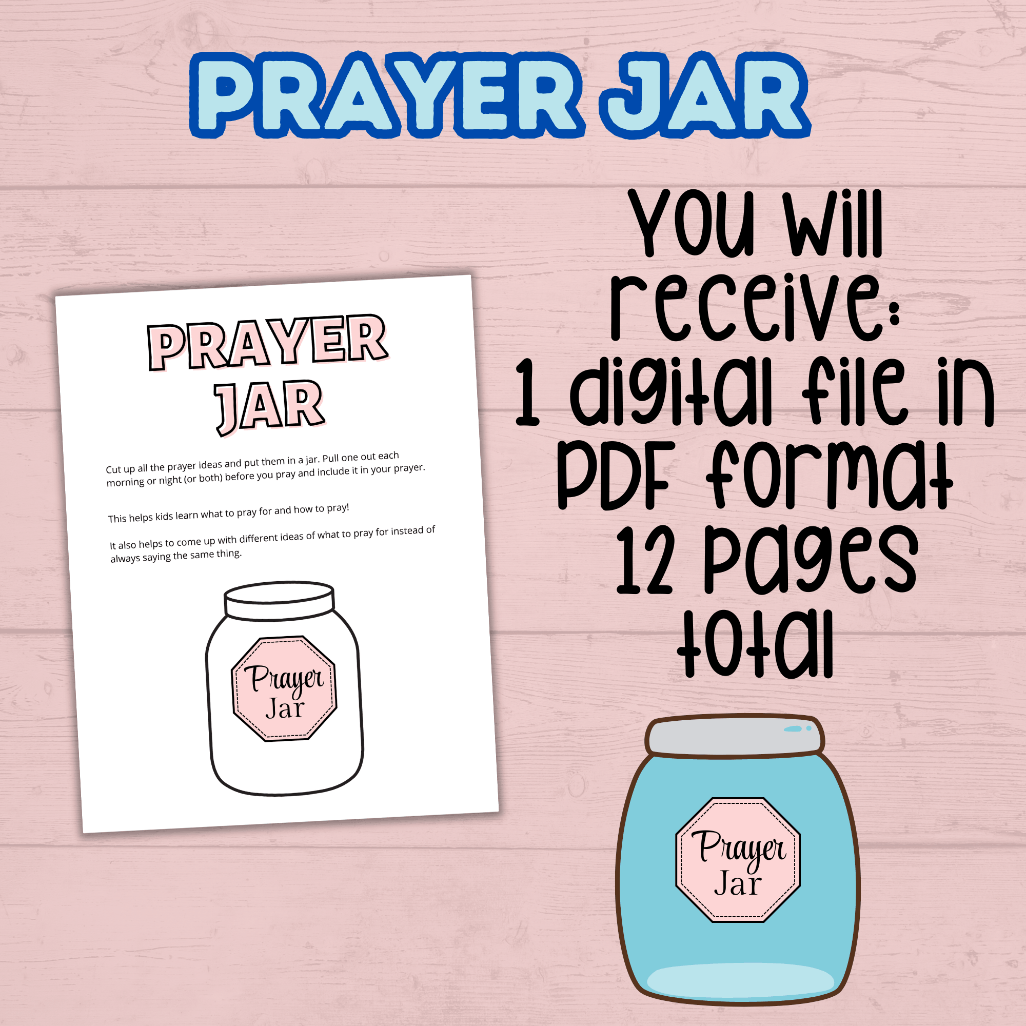 Prayer Prompts for Kids Activity Jar, Prayer List, Christian Sunday School Activities, Cards, Prayer Jar, Praying Craft, Challenge, Church