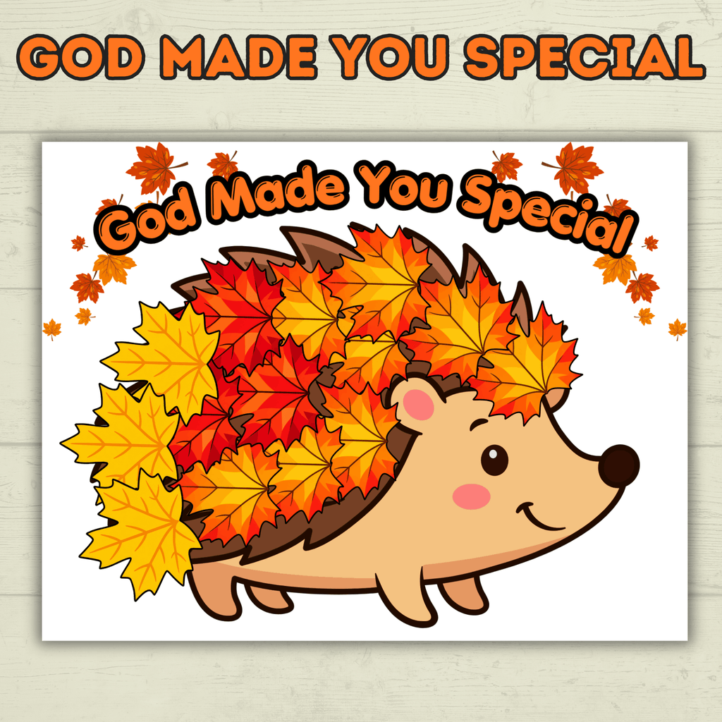 Hedgehog Craft, God Made Me Special, Sunday School Craft, Jesus Craft, Cut and Paste Craft, Easy Craft, Leaf Fall Craft, Christian Activity