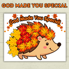 Hedgehog Craft, God Made Me Special, Sunday School Craft, Jesus Craft, Cut and Paste Craft, Easy Craft, Leaf Fall Craft, Christian Activity
