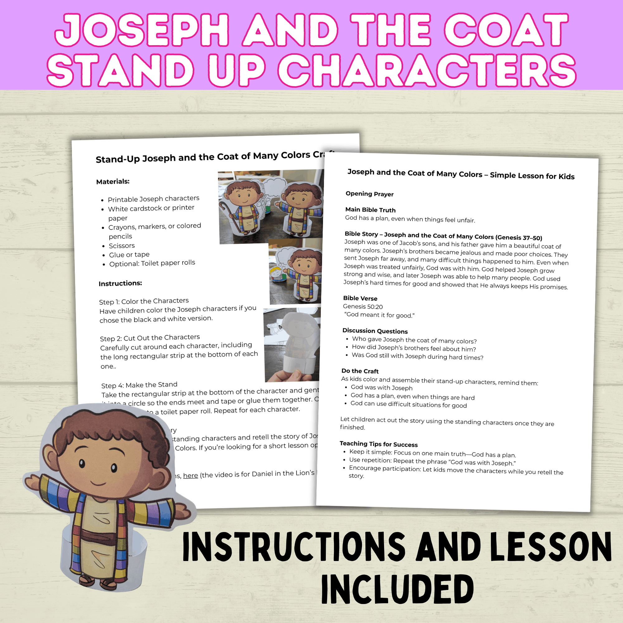 Joseph Bible Story Craft for Kids, Sunday School, Kids Ministry, Toddler, Old Testament