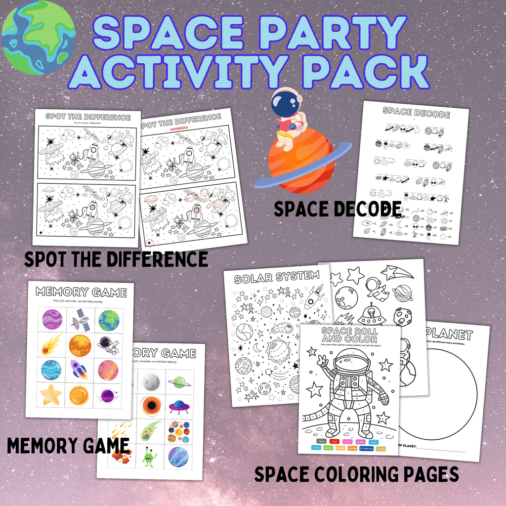 Space Party Activity Pack | Space Activity | Space Craft | Space Games | Outer space games | kids Games | Party Games | Space Party Games