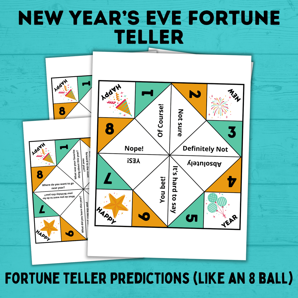 New Year's Eve Printable | New Year's Fortune Teller | Fortune Teller for Kids | Kids Activities | Printables | New Year's Eve Activities