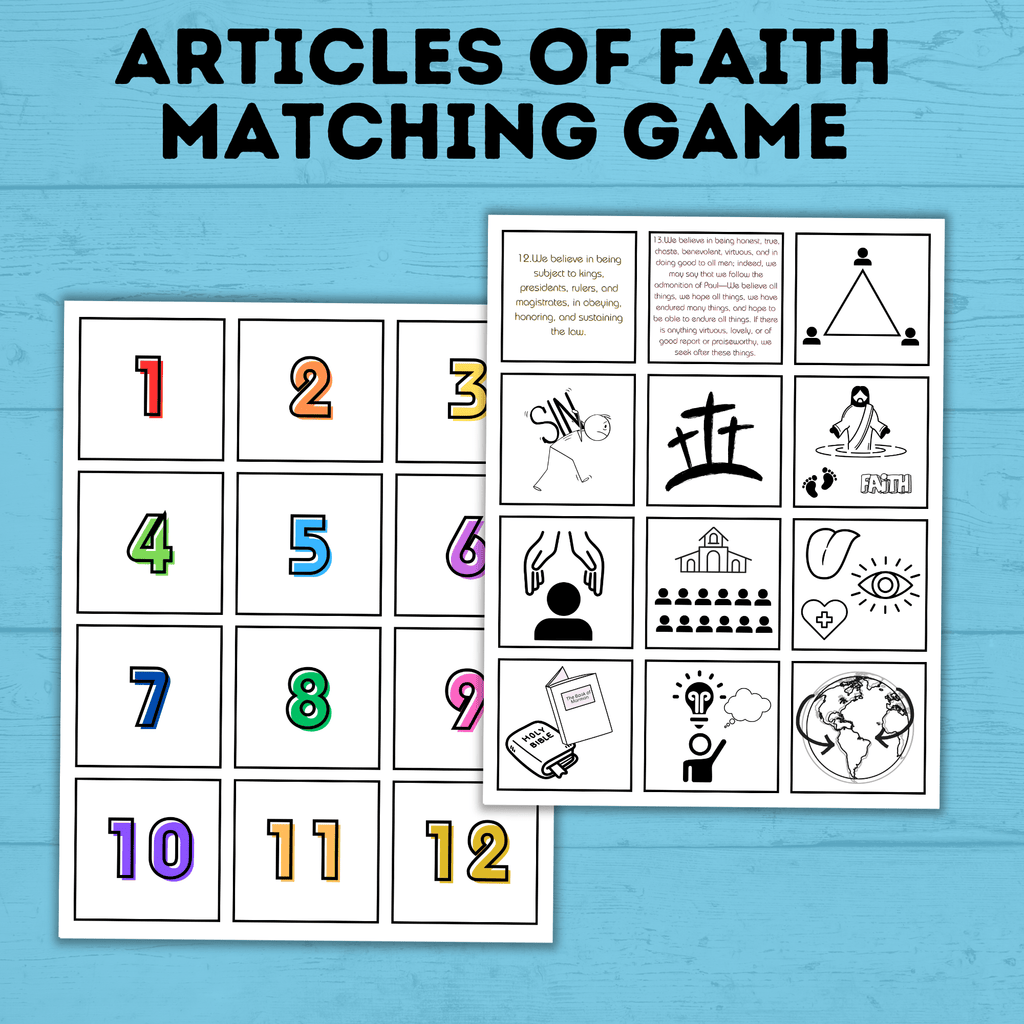 Articles of Faith Matching Game for Families | FHE Game | Articles of Faith Game | Match game for kids | Articles of Faith Printable