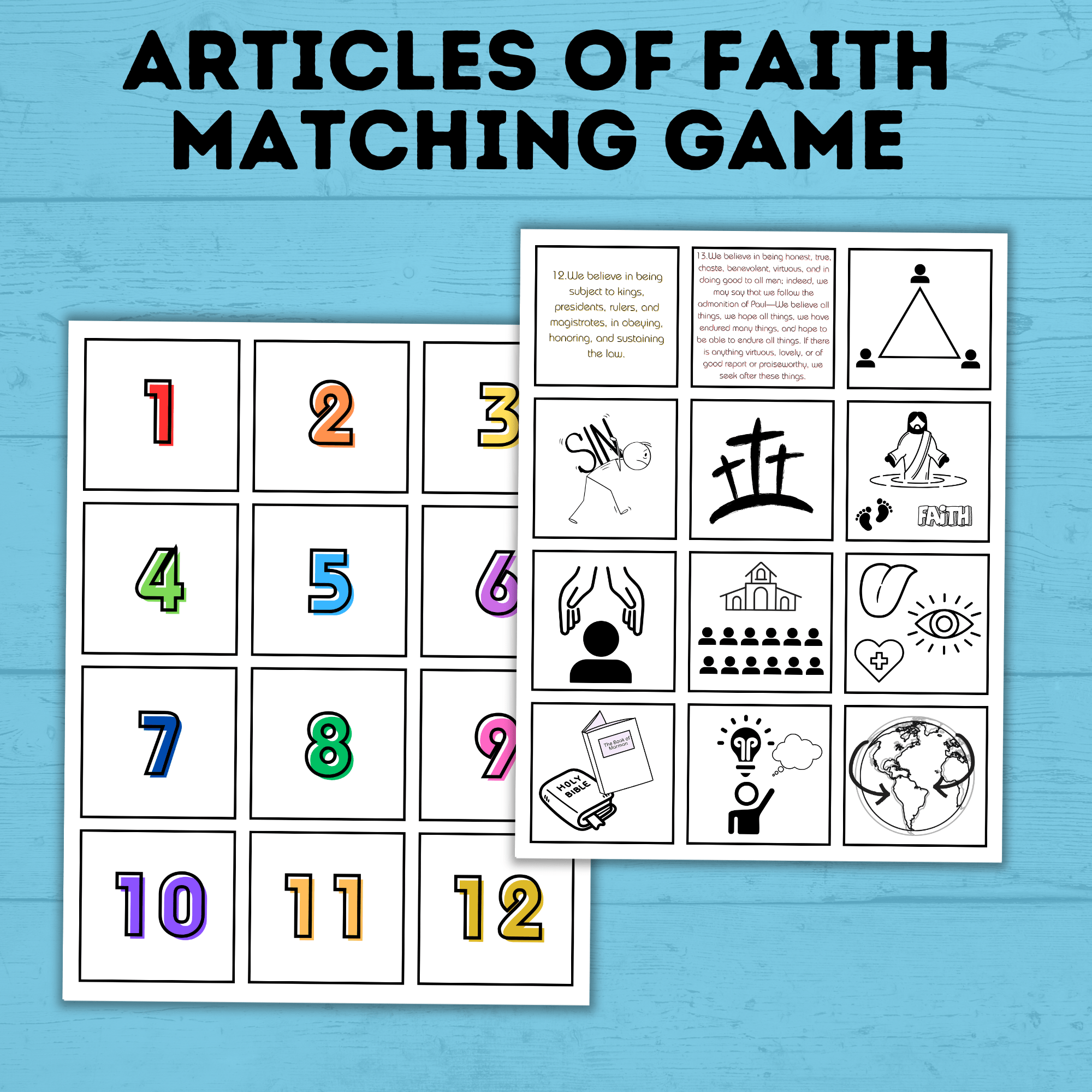 Articles of Faith Matching Game for Families | FHE Game | Articles of Faith Game | Match game for kids | Articles of Faith Printable