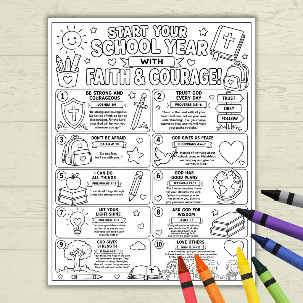 Back to School Bible Verses Coloring Page