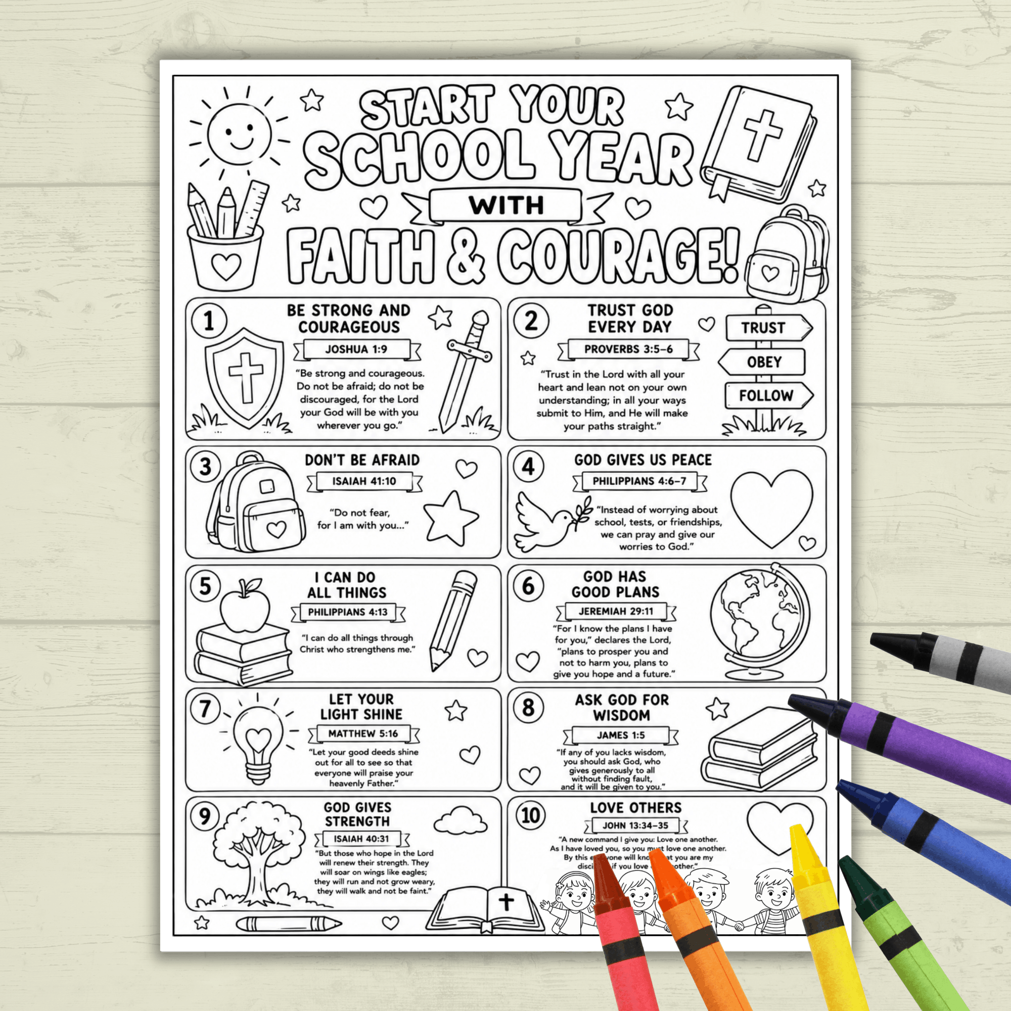 Back to School Bible Verses Coloring Page