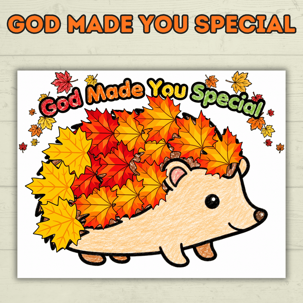 Hedgehog Craft, God Made Me Special, Sunday School Craft, Jesus Craft, Cut and Paste Craft, Easy Craft, Leaf Fall Craft, Christian Activity
