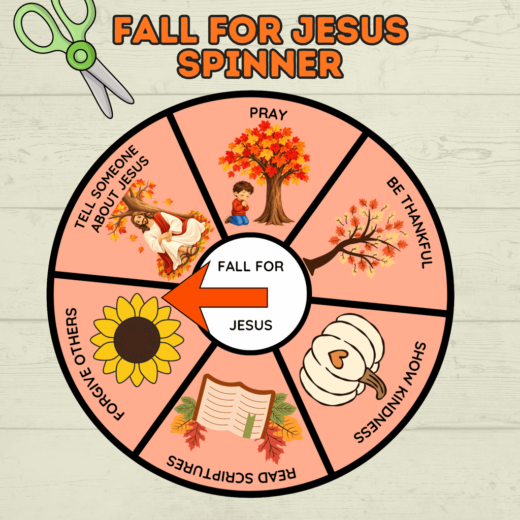 Fall for Jesus Spinner Craft for Kids, Fall Crafts, Christian Fall Crafts, Christian Crafts, Sunday School Crafts, Homeschool, Spinner Craft