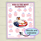 Patriotic Games, Who is Most Patriotic, Kids Games, Adult games, USA games, America Games, Memorial day, 4th of July games, party games
