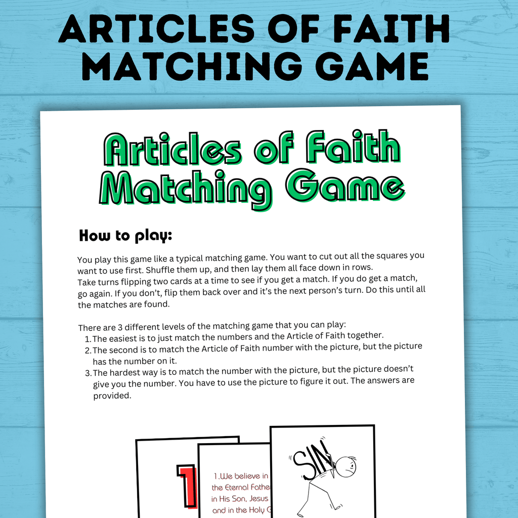 Articles of Faith Matching Game for Families | FHE Game | Articles of Faith Game | Match game for kids | Articles of Faith Printable