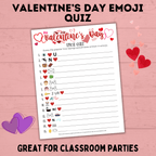 Valentine's Day Emoji Quiz | Valentine's Day Games | Valentine's Day Picture Quiz | Valentine's Day Printables | Classroom Games | Kids