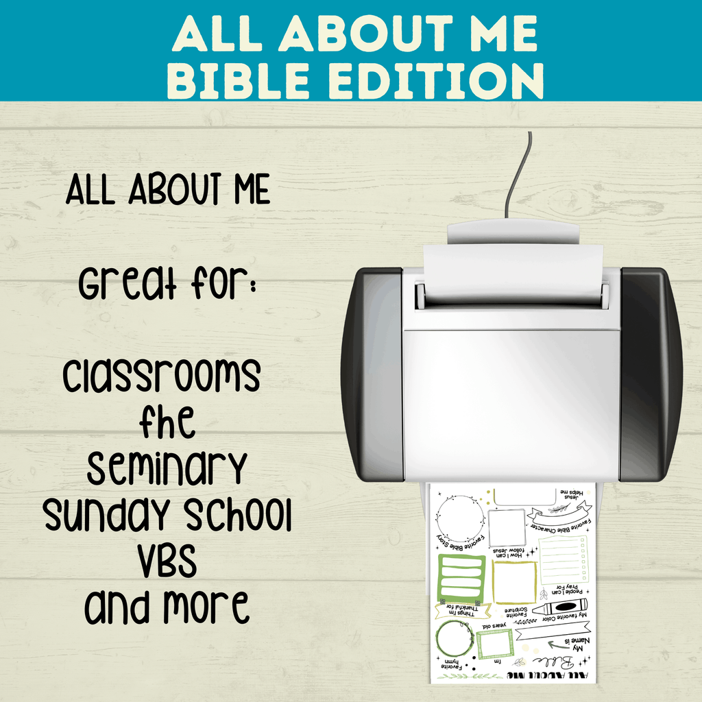 All About Me Bible Christian Worksheet for Kids, Sunday School Activity