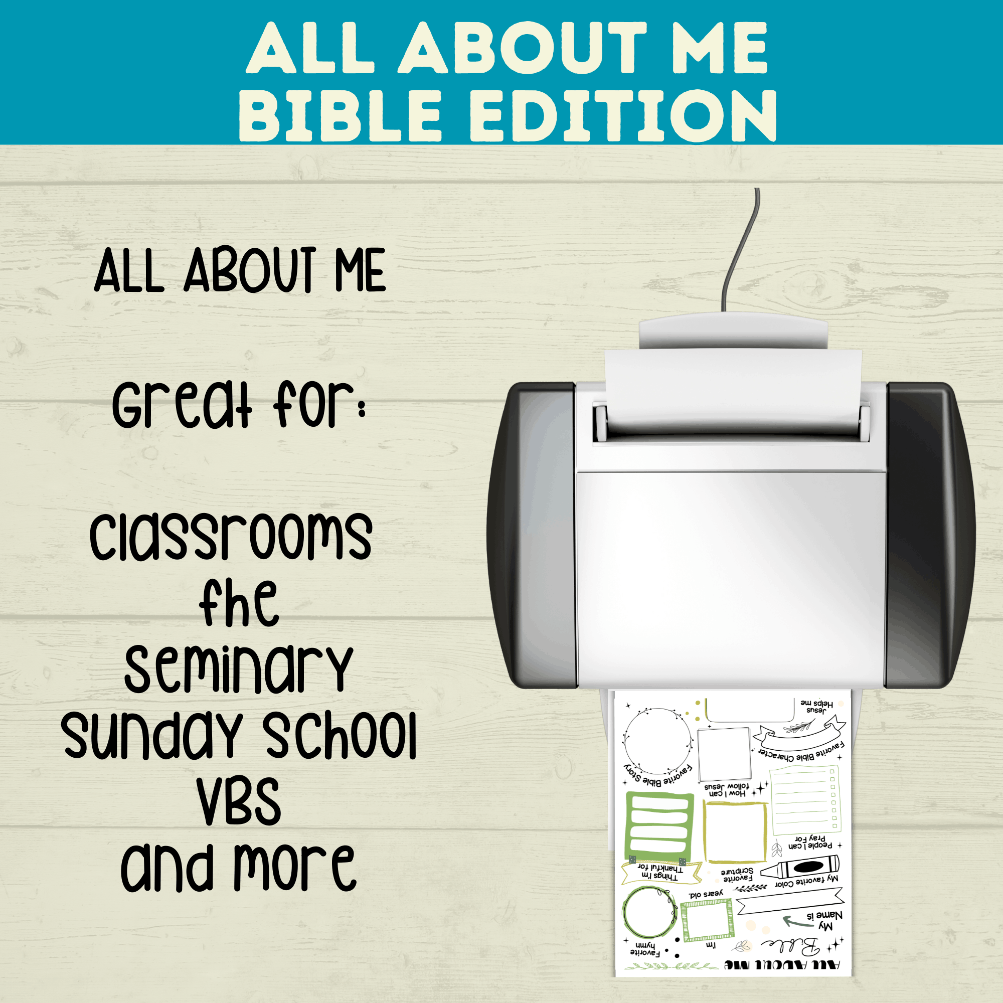 All About Me Bible Christian Worksheet for Kids, Sunday School Activity