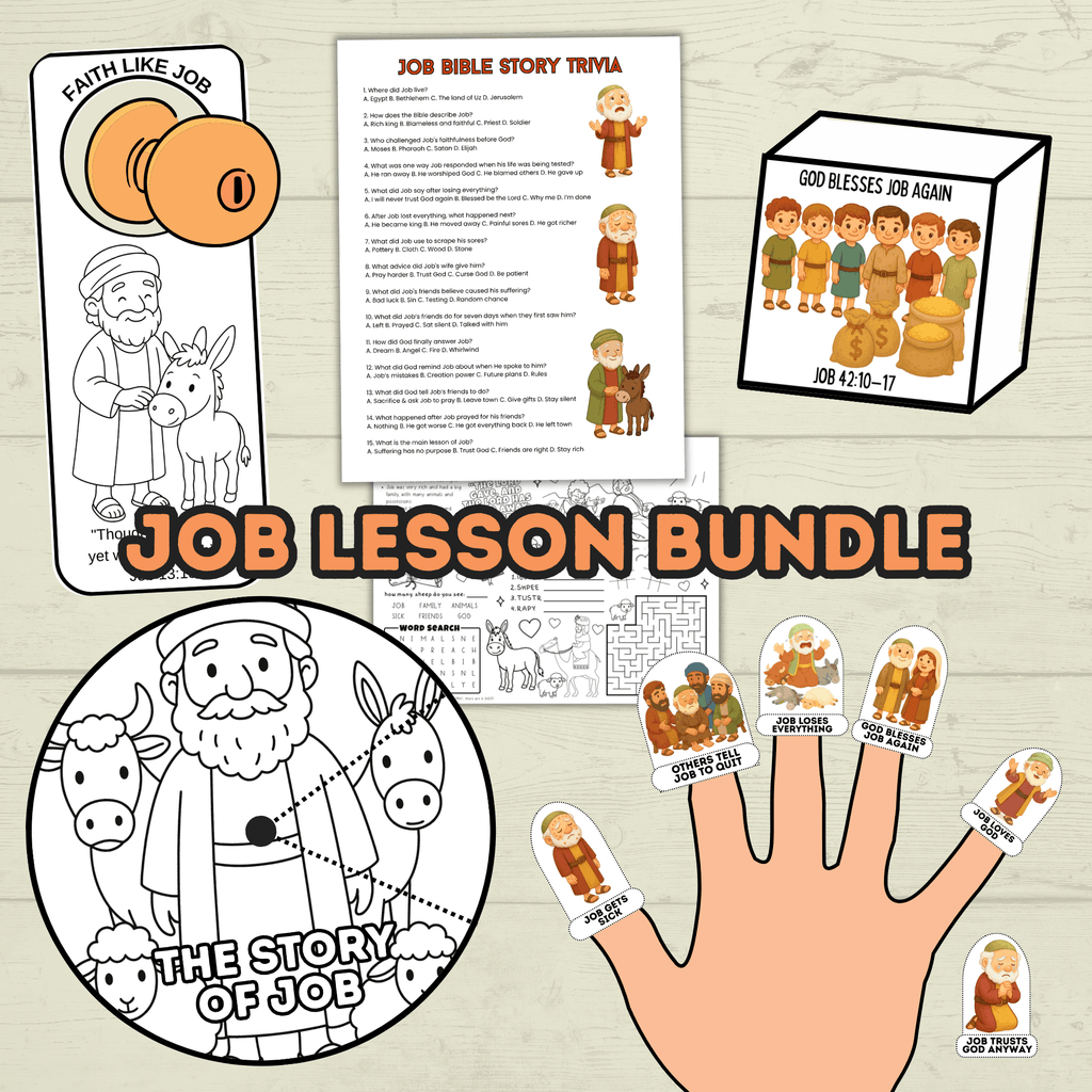 Job Bible Lesson Story Bundle, Job Bible Craft, Sunday School Crafts, Homeschool, Old Testament, Job Activity, Job Craft, Job Cube Story