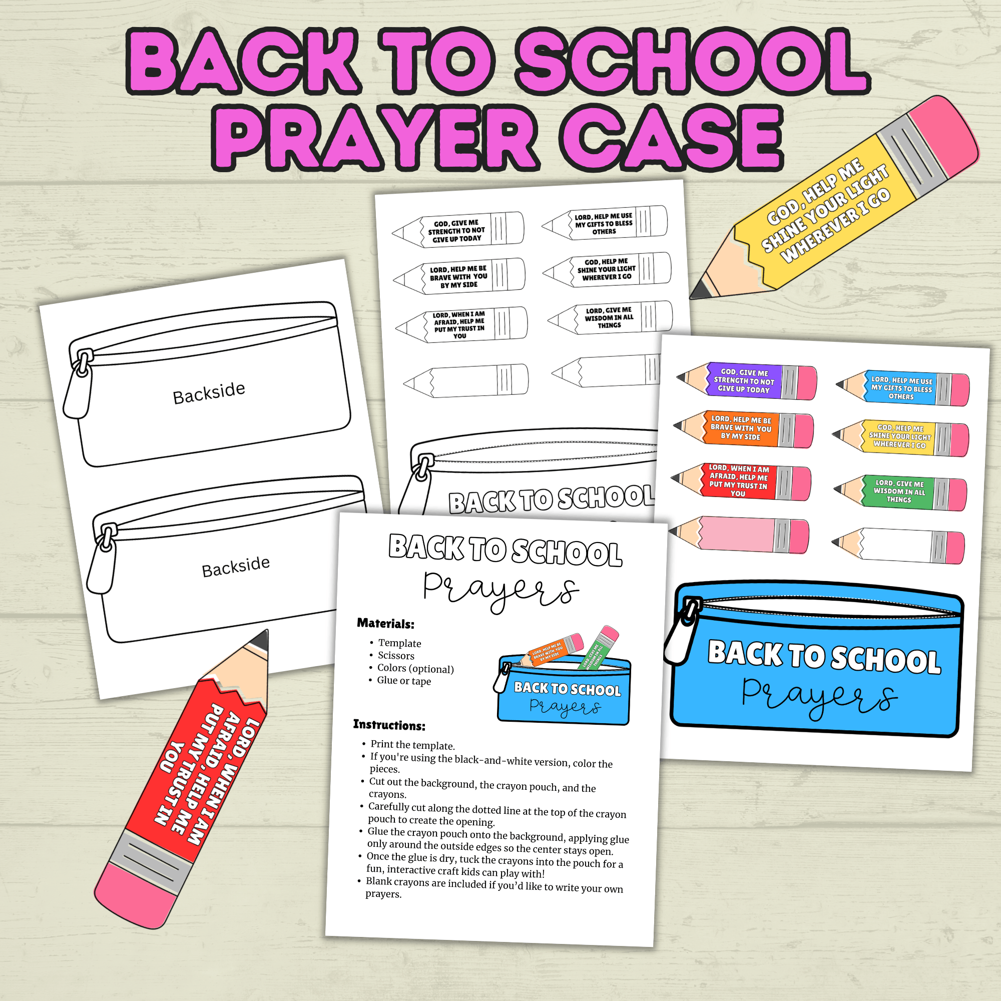 Back to School Prayers, Prayer Craft, Sunday School Craft, Back to School Crafts,  Cut and Paste Crafts, Christian Crafts, Bible Crafts
