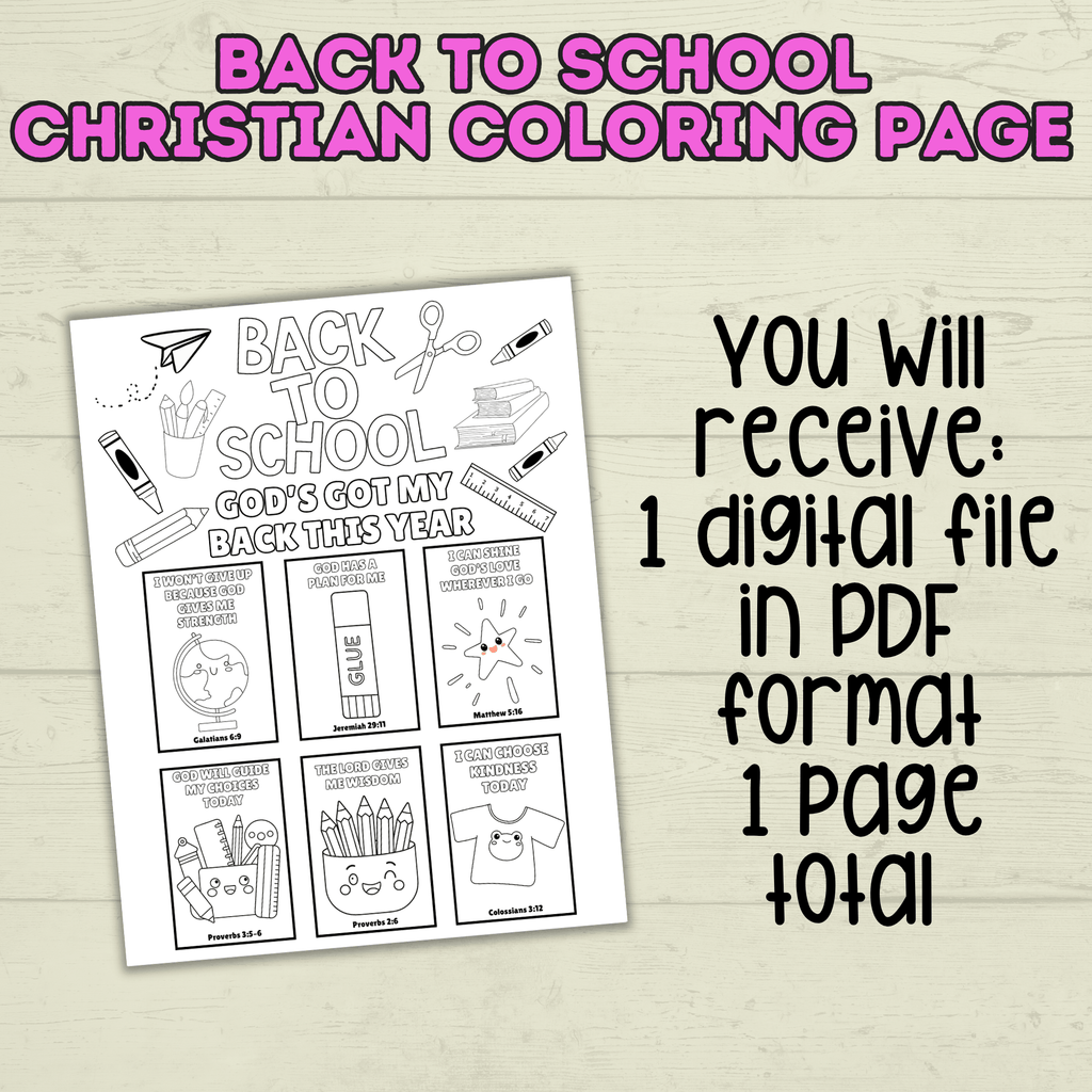 Back to School Coloring Page, Back to School Prayers, Kids Prayers, Sunday School, Homeschool, Christian Coloring Pages, Children's Ministry