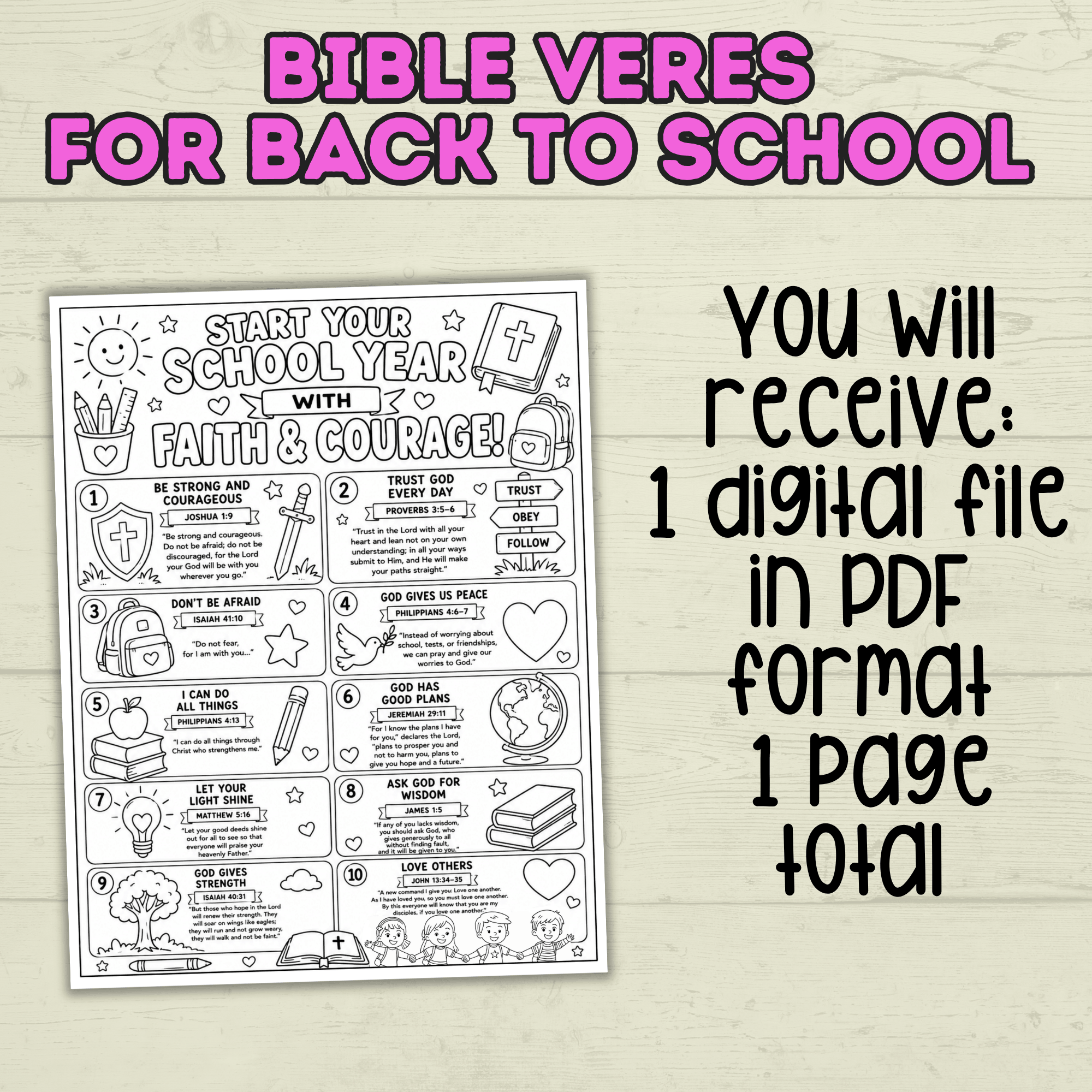 Back to School Bible Verses Coloring Page