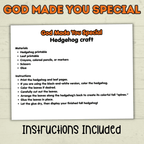 Hedgehog Craft, God Made Me Special, Sunday School Craft, Jesus Craft, Cut and Paste Craft, Easy Craft, Leaf Fall Craft, Christian Activity