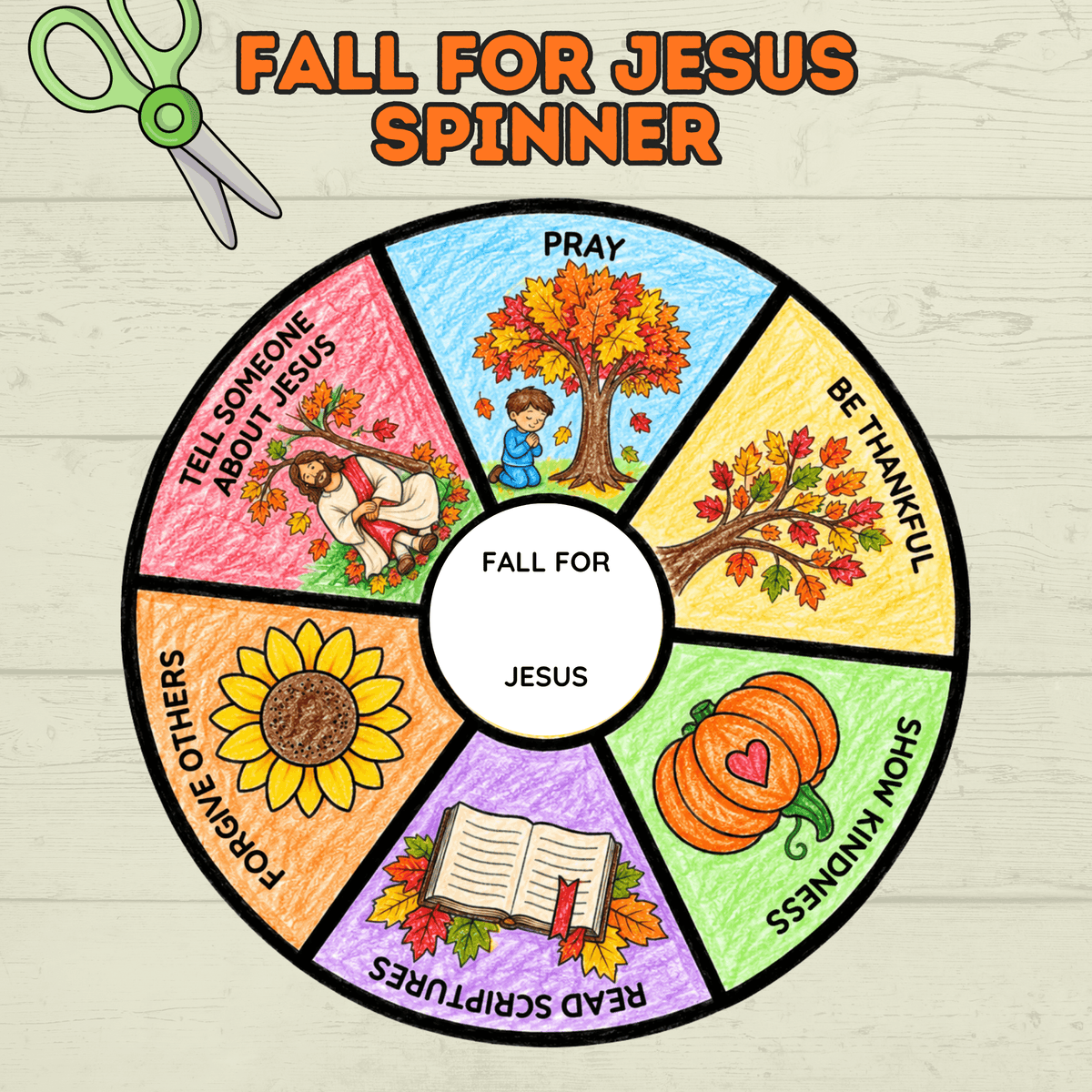 Fall for Jesus Spinner Craft for Kids, Fall Crafts, Christian Fall Crafts, Christian Crafts, Sunday School Crafts, Homeschool, Spinner Craft