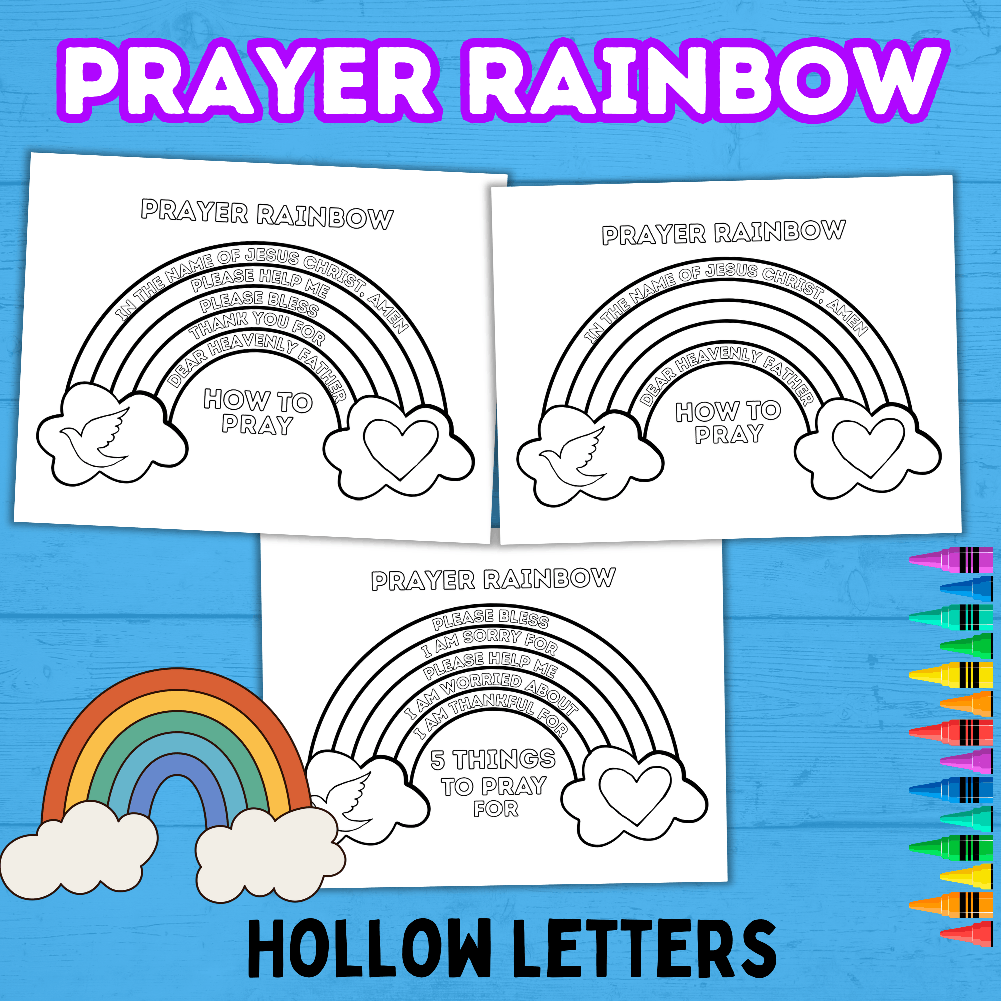 Prayer Printable for Kids, Prayer Cube, Prayer Prompts, Prayer Guide, Prayer Calendar, Prayer Activity Sheets, Prayer List, Prayer Rainbow