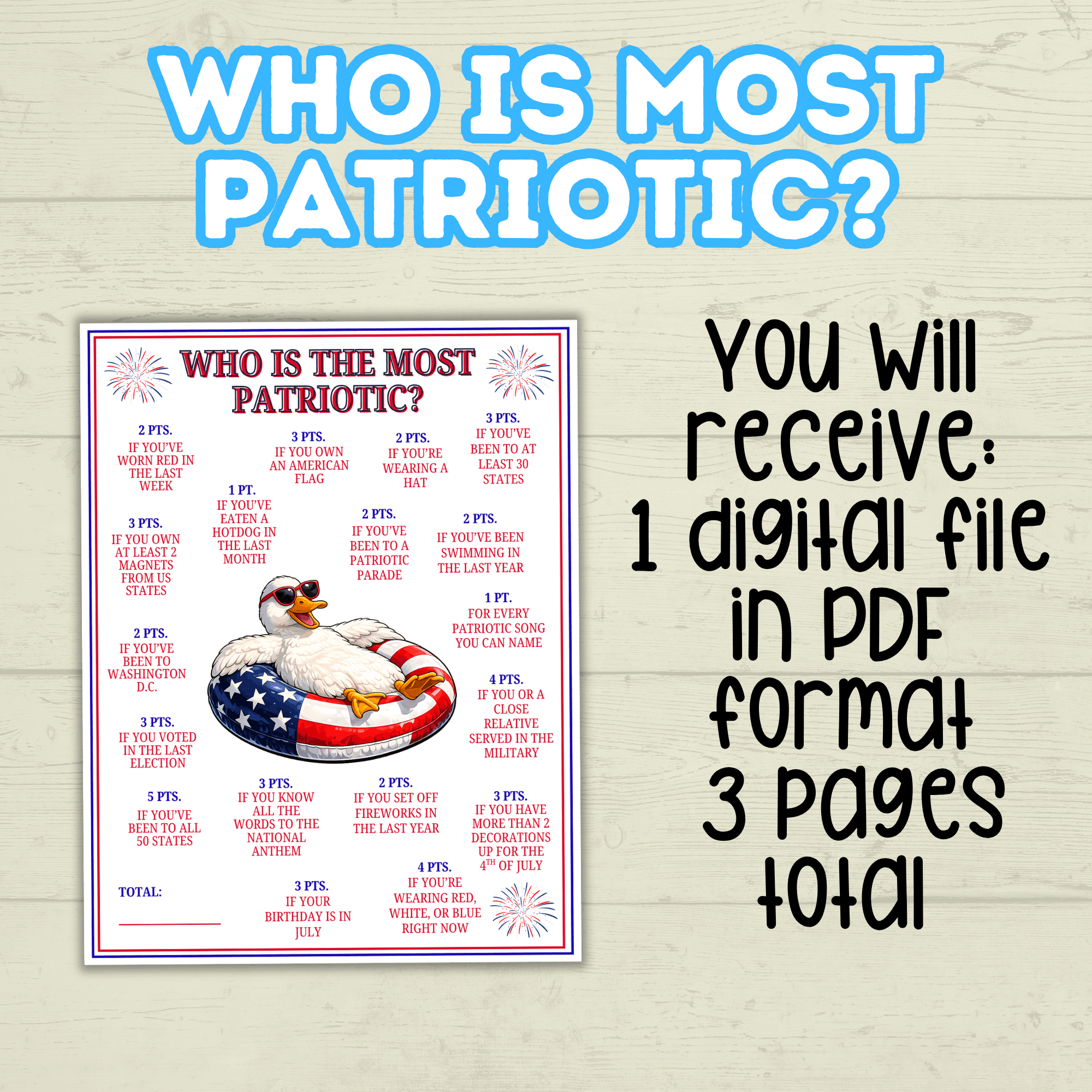 Patriotic Games, Who is Most Patriotic, Kids Games, Adult games, USA games, America Games, Memorial day, 4th of July games, party games