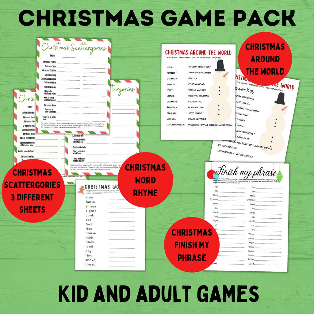 Christmas Games for Kids | Christmas Printables | Christmas Games for Adults | Christmas Games for the Family | Christmas Taboo | Games