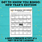 Kid's Bingo | New Year's Eve Bingo | Bingo for Kids | Get to Know you Bingo | Kids Games | New Year's Eve games | Party Games | NYE