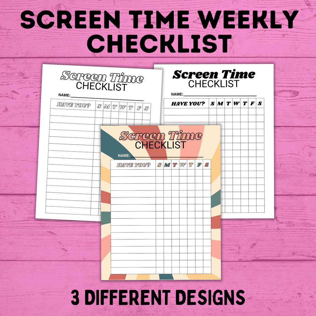 Screen Time Reward Chart Bundle | Kids Chore Chart | Kids Checklist | Chart for Kids | Technology Chart | Screen Time Bucks | Earn Screen