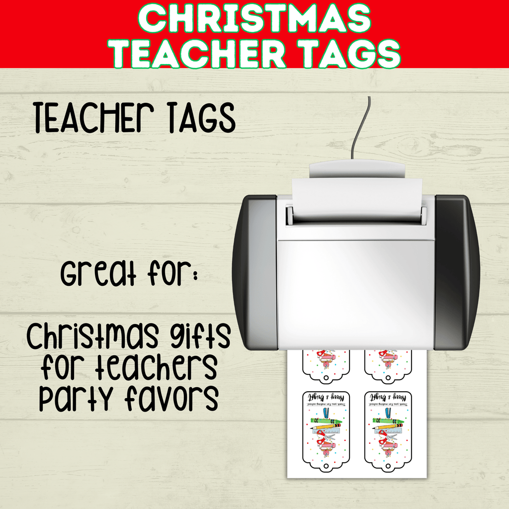 Christmas Classroom Teacher Tags Printable from Kids, Merry and Bright Holiday Gift, PDF Digital Download