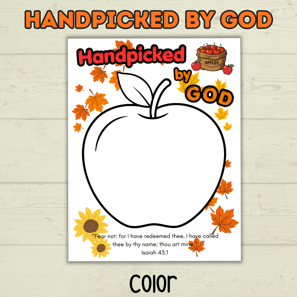 Handpicked by God, Apple Craft, Fall Craft, Fall Apple Craft,Fall Christian Craft, Sunday School Craft, Christian Activity,Fingerpaint Craft