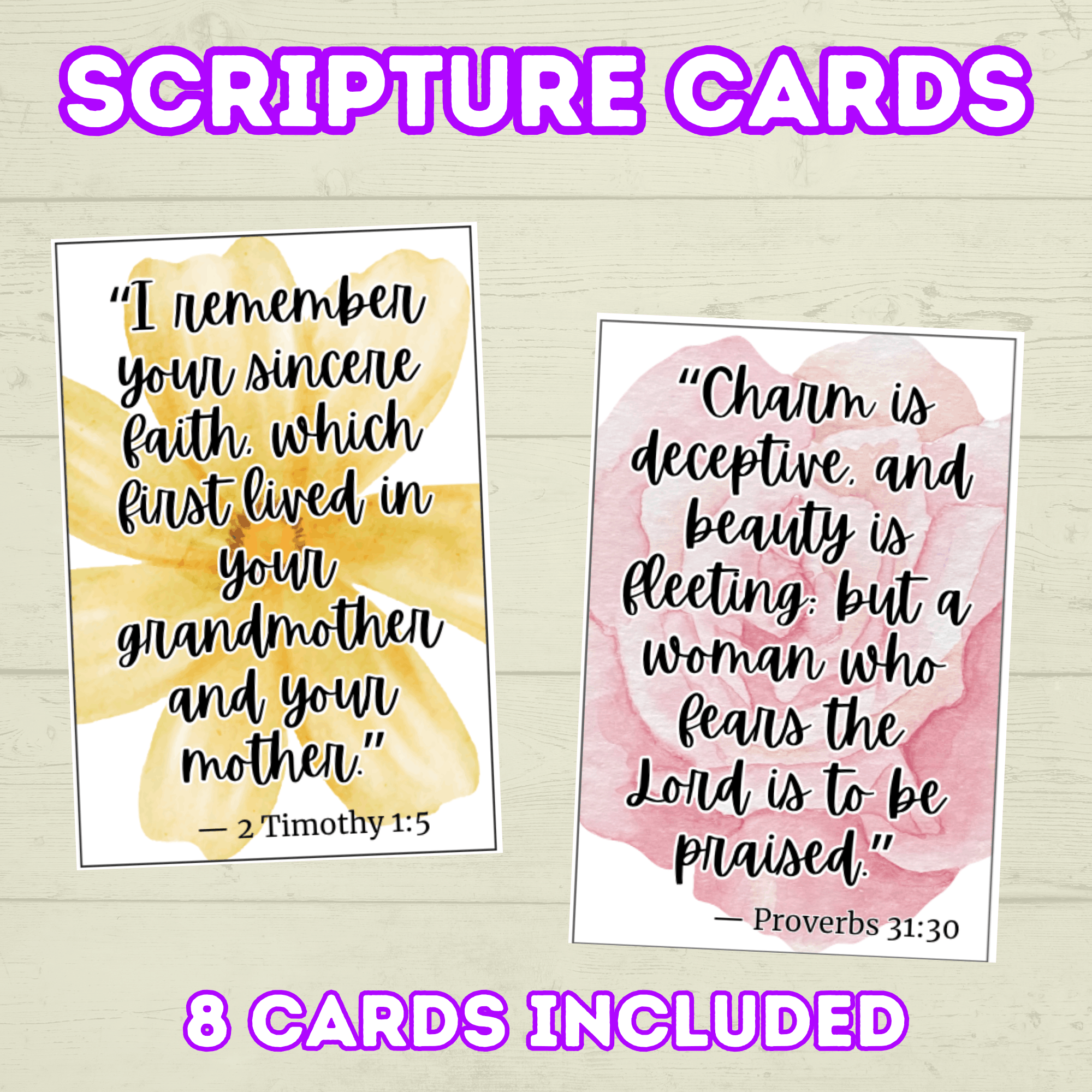 Mother's Day Scripture Cards, Floral Scripture Cards, Watercolor scripture cards, Bible verse cards for Moms, Church Gift Tag, Proverbs 31