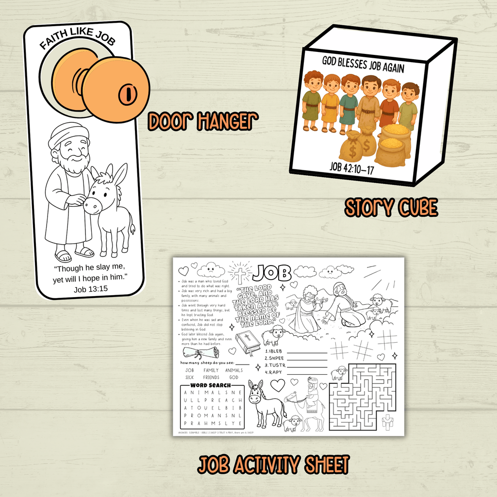 Job Bible Lesson Story Bundle, Job Bible Craft, Sunday School Crafts, Homeschool, Old Testament, Job Activity, Job Craft, Job Cube Story