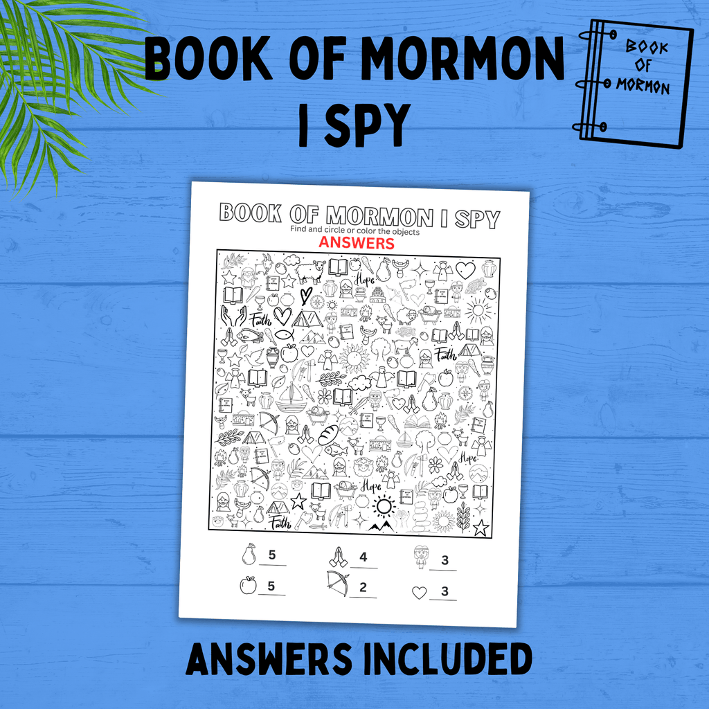 Book of Mormon I Spy for Kids | I Spy | Kids Activities | Kids Printables | Book of Mormon Activity | Book of Mormon Printables | PDF