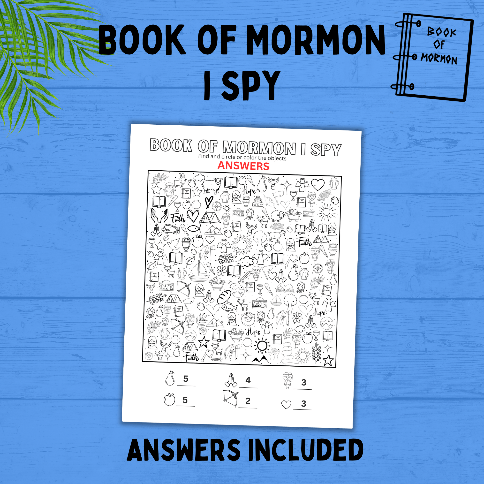 Book of Mormon I Spy for Kids | I Spy | Kids Activities | Kids Printables | Book of Mormon Activity | Book of Mormon Printables | PDF