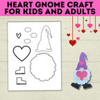 Gnome Craft for Kids | Adult Crafts | Valentine's Day Craft | Kids Crafts | Heart Template | Toddler Craft | Gnome template | Valentine's