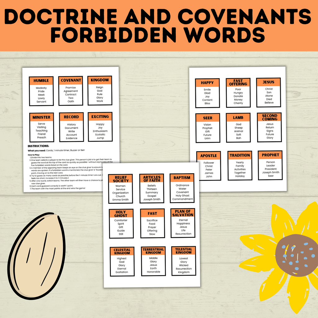 Doctrine And Covenants Games for Kids | Kid's Games | Adult Games | Church Games | D&C games and Activities | Doctrine and Covenants Lesson