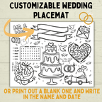Customizable Wedding Placemat for Kids and Family | Wedding Activity Page | Wedding Placemat | Engagement Activity | Kids Activity |
