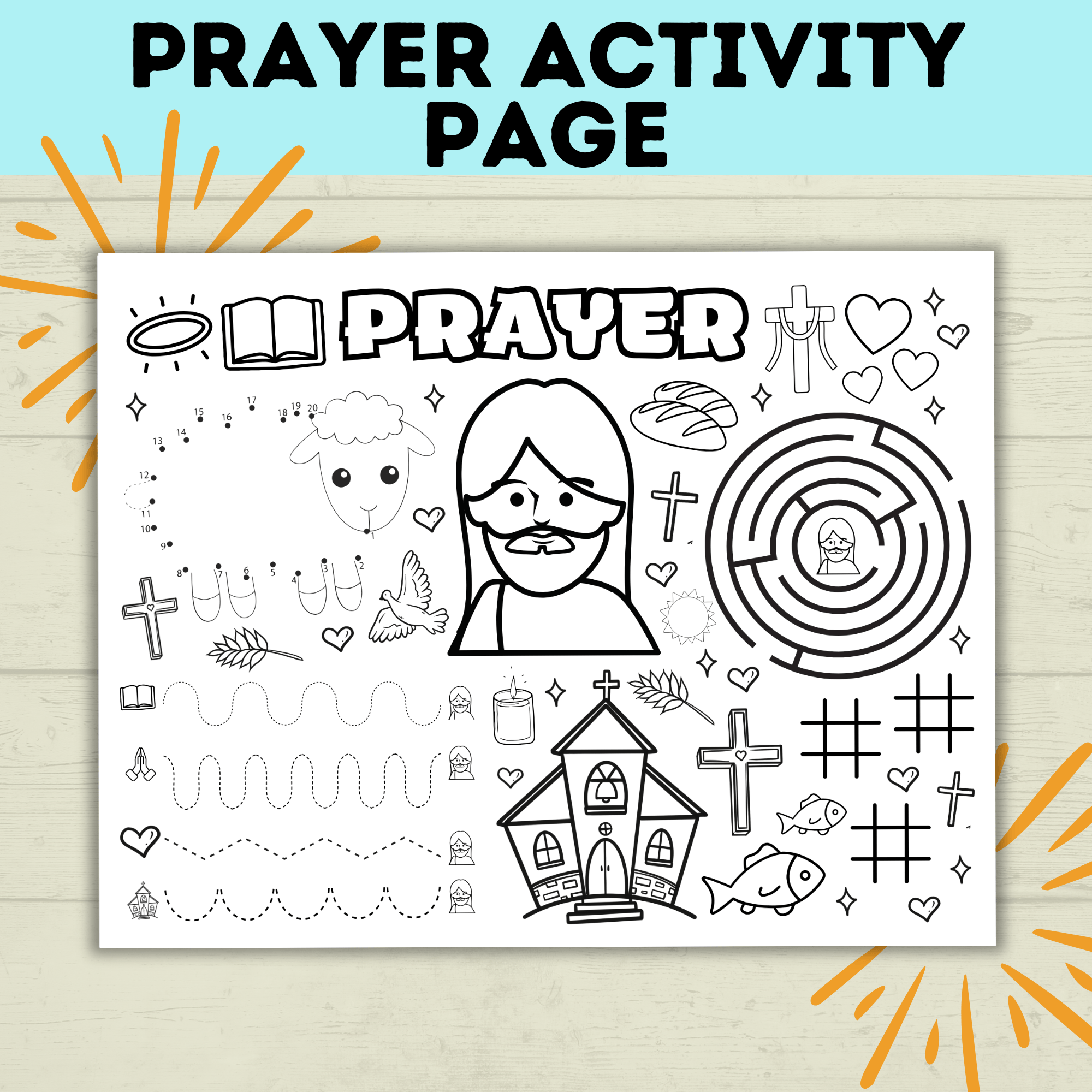 Prayer Activity Page for Kids | Sunday School Activity Page | Teach kids to Pray | Prayer Activities | Prayer Craft | Kids Crafts | Digital