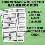 Christmas Would You Rather for Kids | Christmas Printables for Kids | Christmas Activities | Kid's Christmas Printables | Kid Games