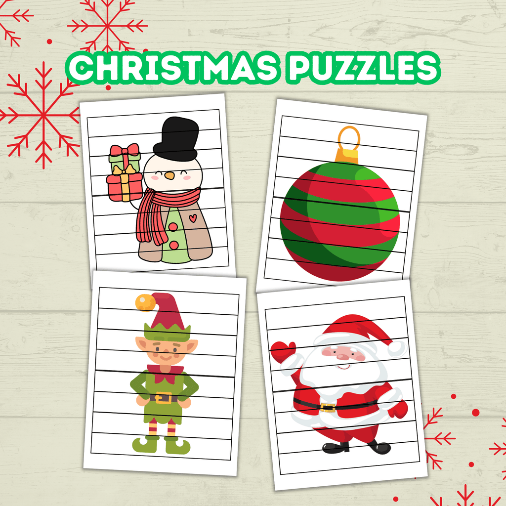 Christmas Preschool Puzzles Printables for Toddlers, Kindergartener Activities and Games