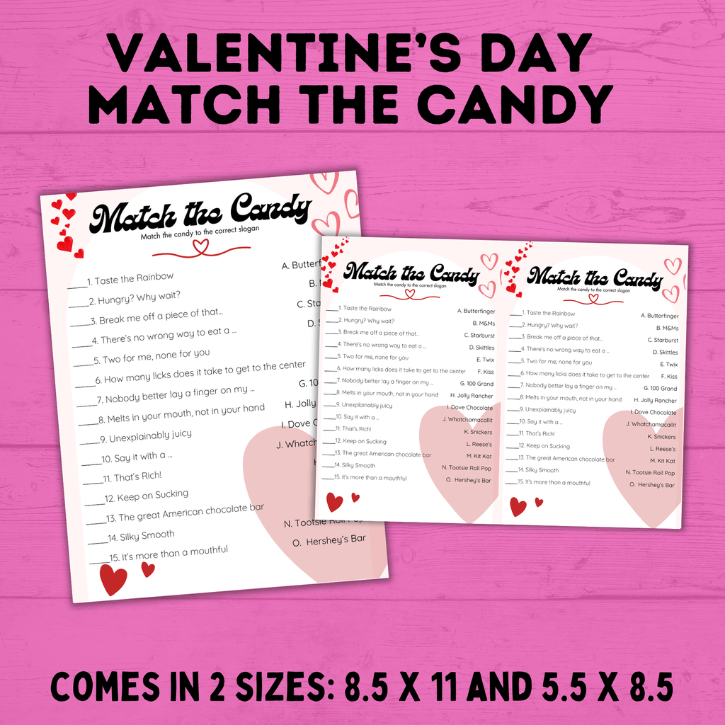 Valentine's Day Classroom Game | Valentine's Day Kid's Game | Match the Candy Game | Kids Game | Candy Game | Kids Printables | Kids