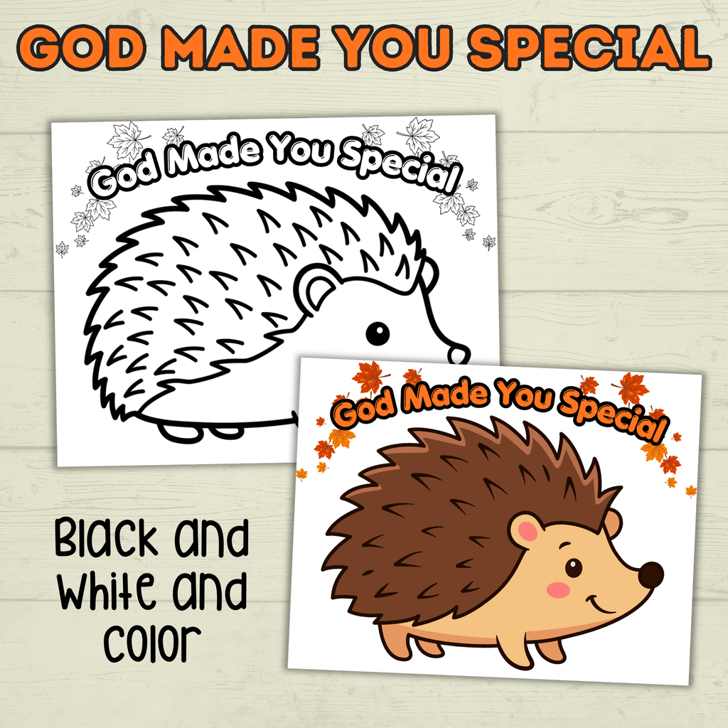 Hedgehog Craft, God Made Me Special, Sunday School Craft, Jesus Craft, Cut and Paste Craft, Easy Craft, Leaf Fall Craft, Christian Activity