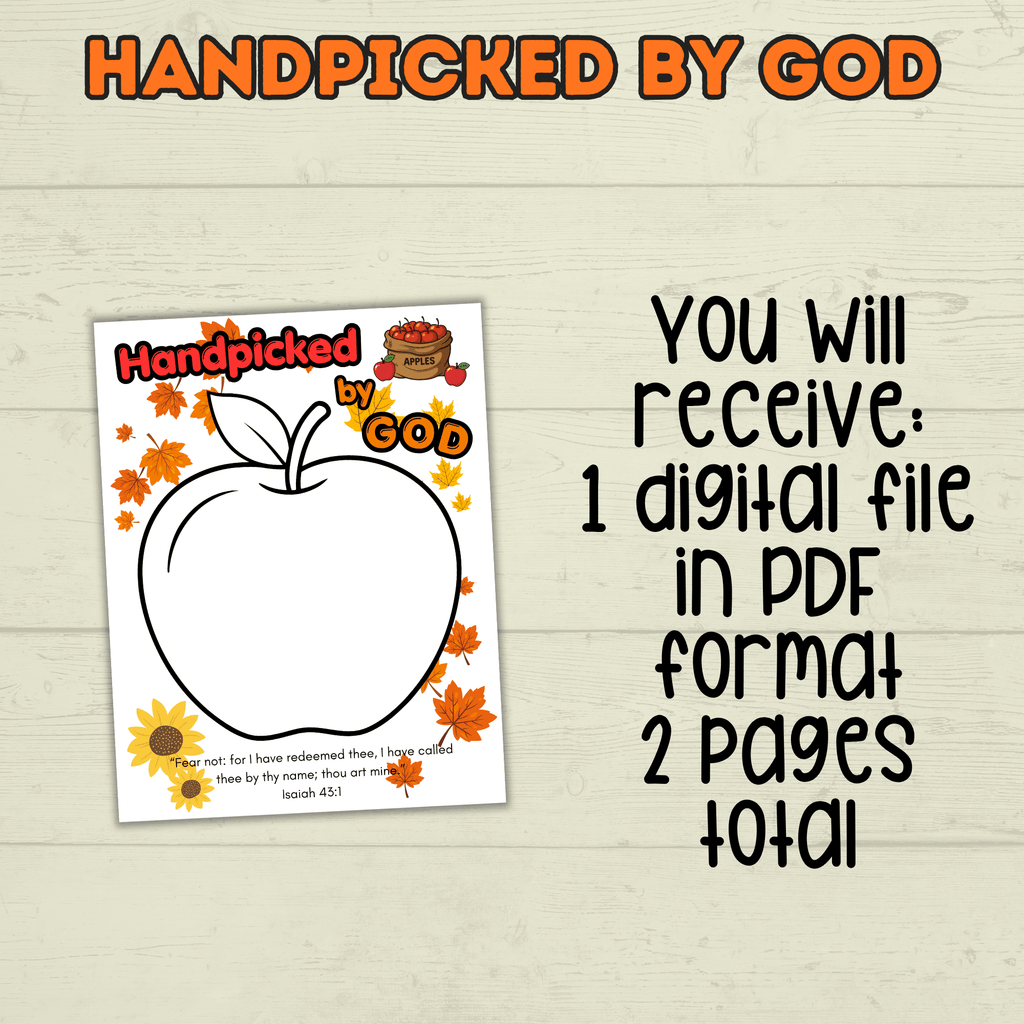 Handpicked by God, Apple Craft, Fall Craft, Fall Apple Craft,Fall Christian Craft, Sunday School Craft, Christian Activity,Fingerpaint Craft