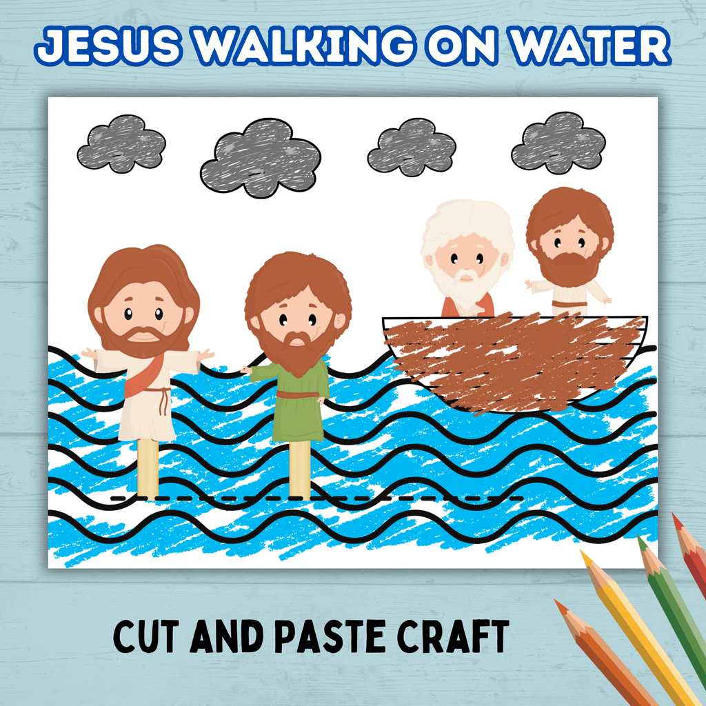 Jesus Walks on Water Craft, Bible Lesson Craft, Sunday School Craft, Kids Church Craft, Bible Story Activity, Cut and Paste, Homeschool