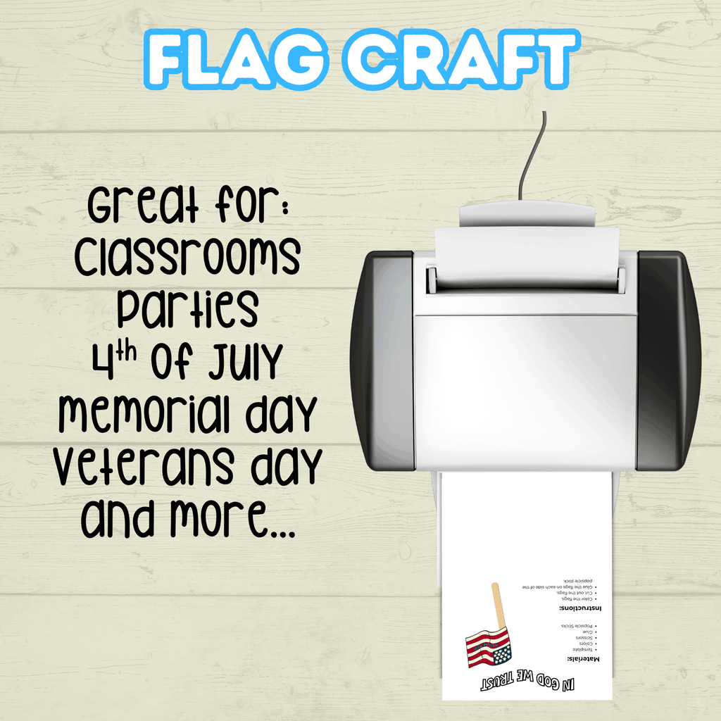 Patriotic Flag Craft for Kids, In God We Trust, USA Craft, American Flag Craft, Memorial Day Craft, 4th of July Craft, Veterans day Craft