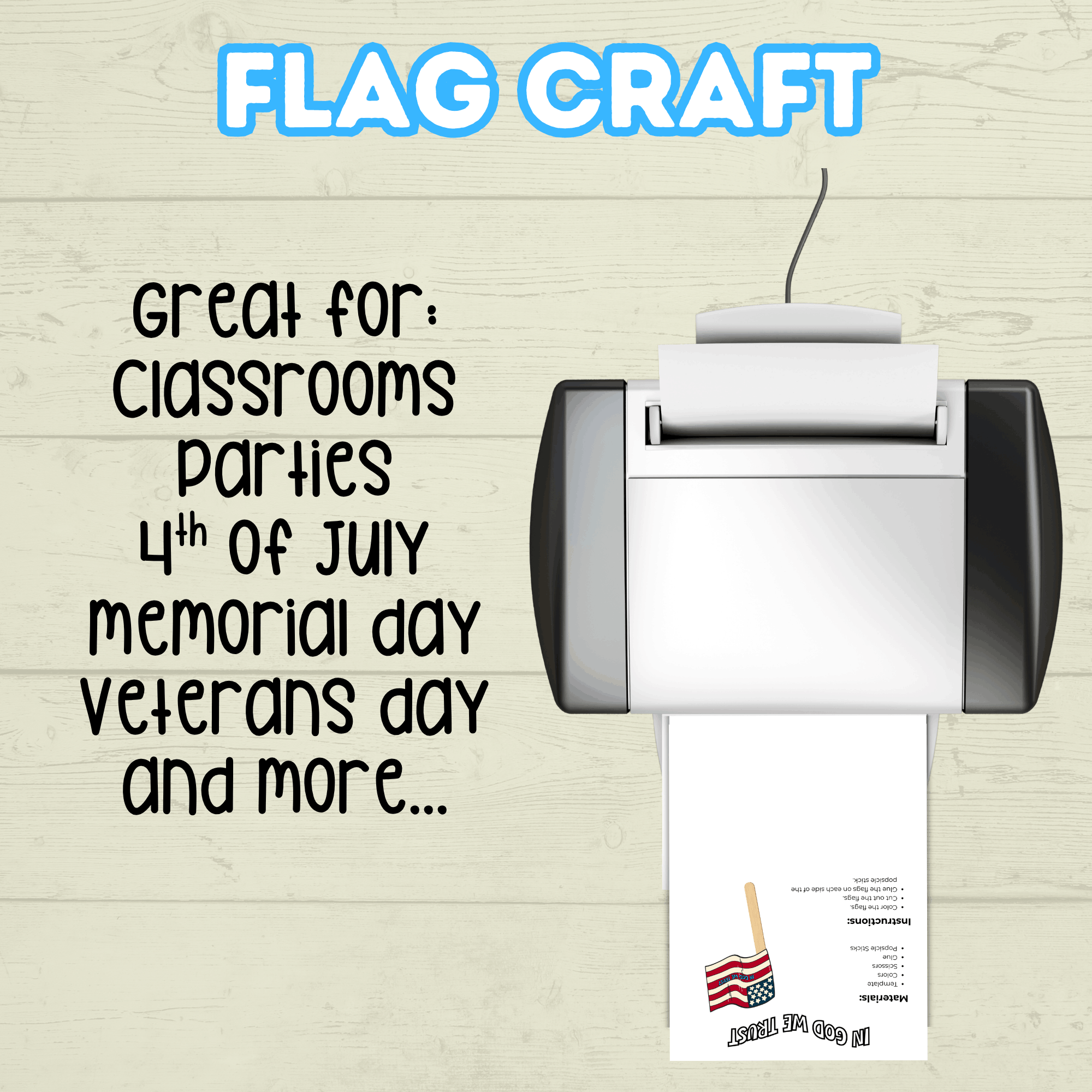 Patriotic Flag Craft for Kids, In God We Trust, USA Craft, American Flag Craft, Memorial Day Craft, 4th of July Craft, Veterans day Craft