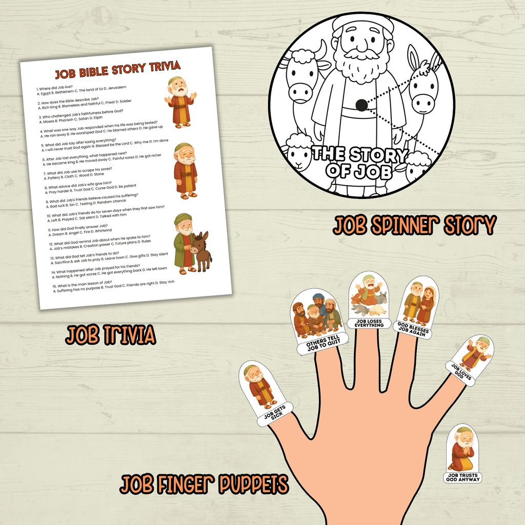 Job Bible Lesson Story Bundle, Job Bible Craft, Sunday School Crafts, Homeschool, Old Testament, Job Activity, Job Craft, Job Cube Story