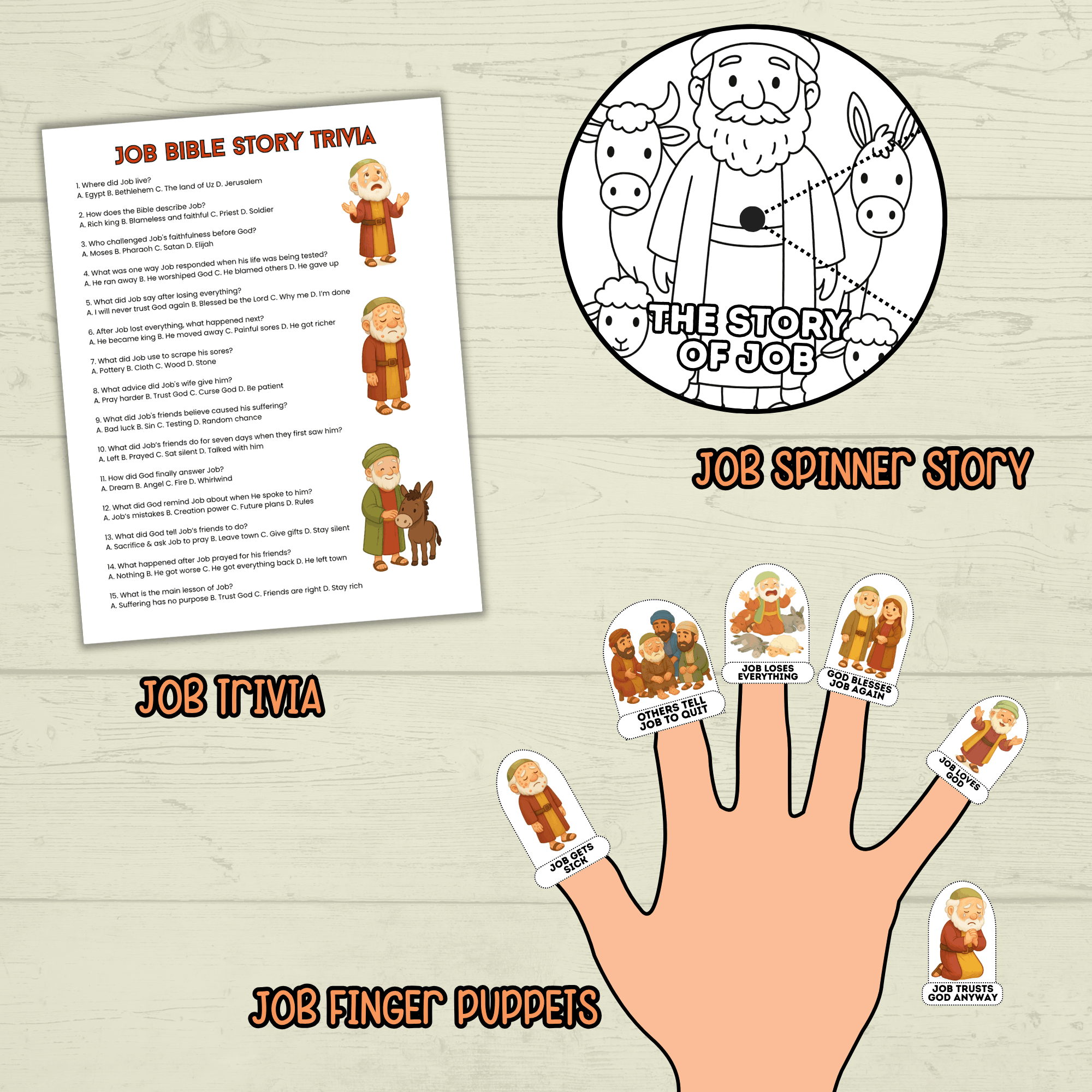 Job Bible Lesson Story Bundle, Job Bible Craft, Sunday School Crafts, Homeschool, Old Testament, Job Activity, Job Craft, Job Cube Story