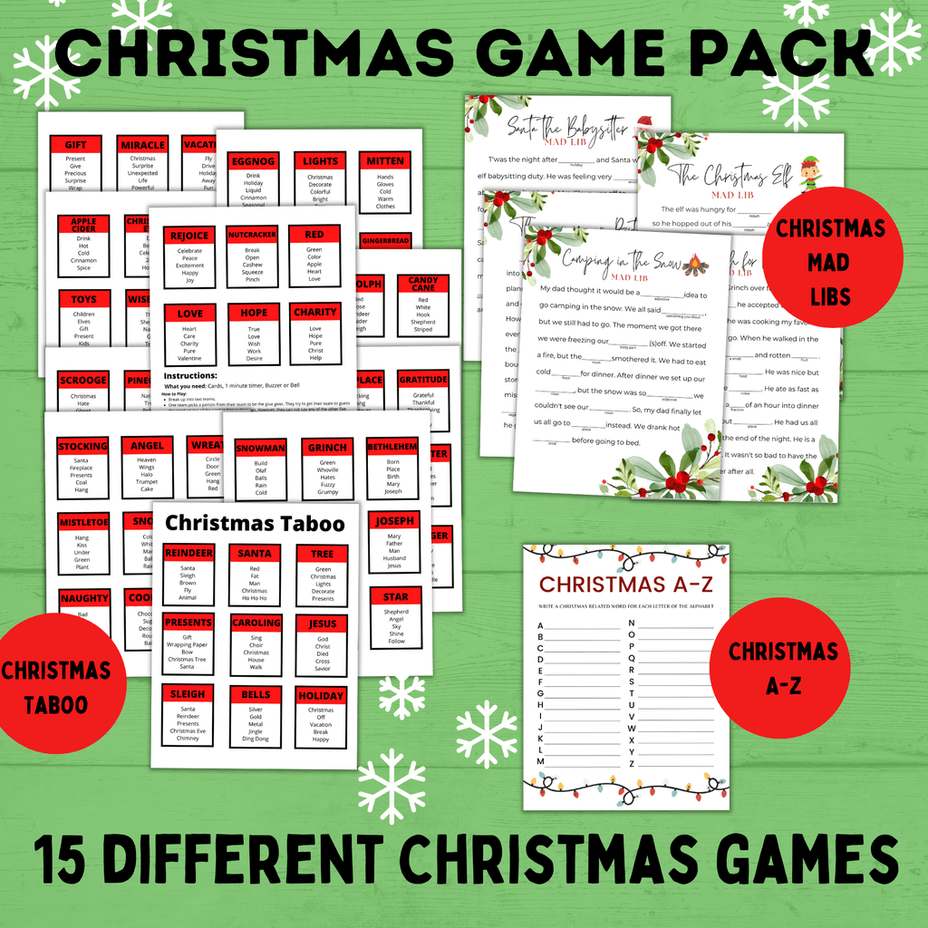 Christmas Games for Kids | Christmas Printables | Christmas Games for Adults | Christmas Games for the Family | Christmas Taboo | Games