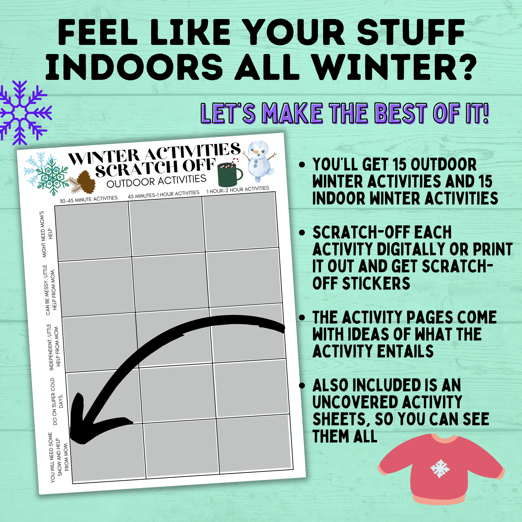 Winter Activities for Kids | Winter Scratch-Off Activities for Kids | Kid's Scratch-off | Kids Activities | Indoor Activities | Kids